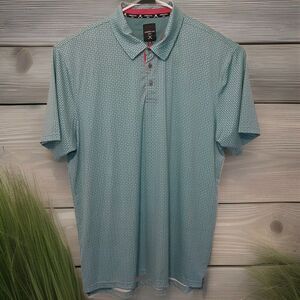 Kenneth Cole Golf Mens 2XL Green Short Sleeve Polo Shirt Performance Geometric